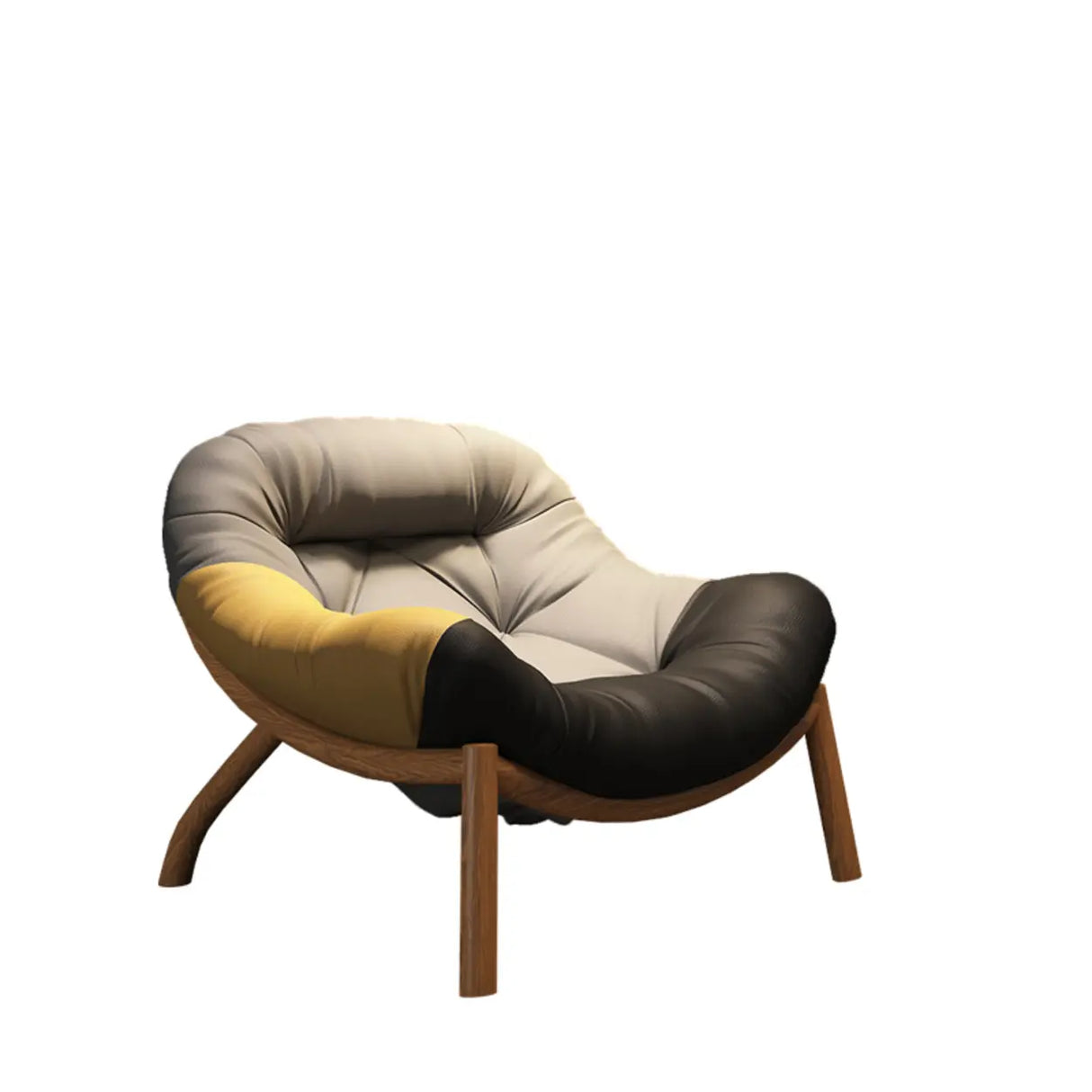 Modern Round Leather Tufted Back Lounge Accent Chair Image - 10