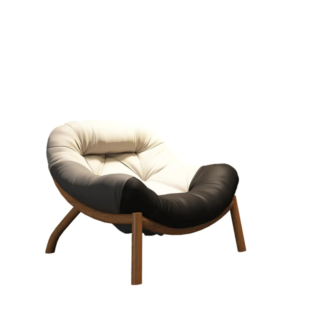 Modern Round Leather Tufted Back Lounge Accent Chair Image - 13