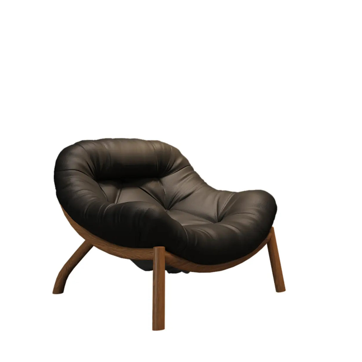 Modern Round Leather Tufted Back Lounge Accent Chair Image - 14