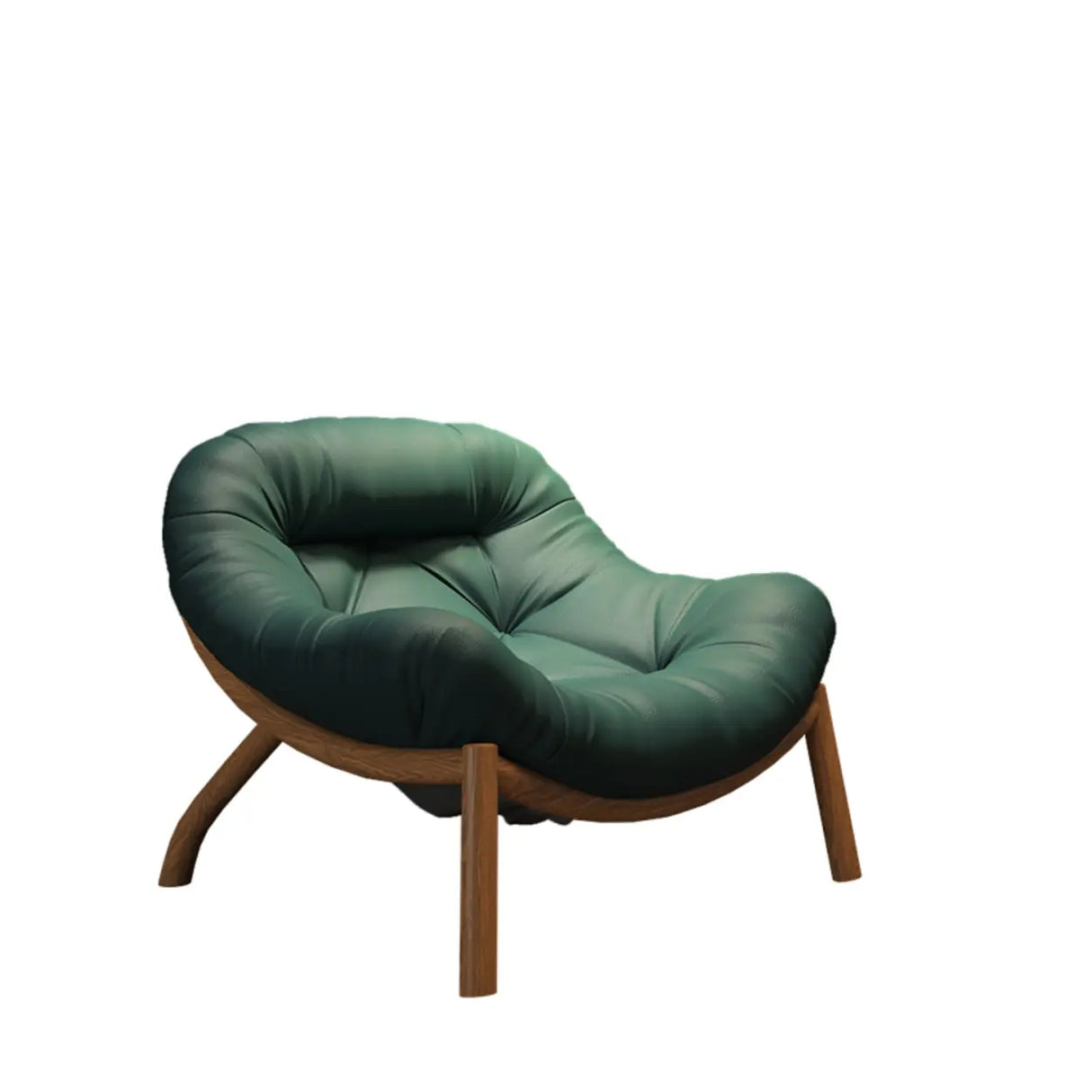 Modern Round Leather Tufted Back Lounge Accent Chair Image - 15