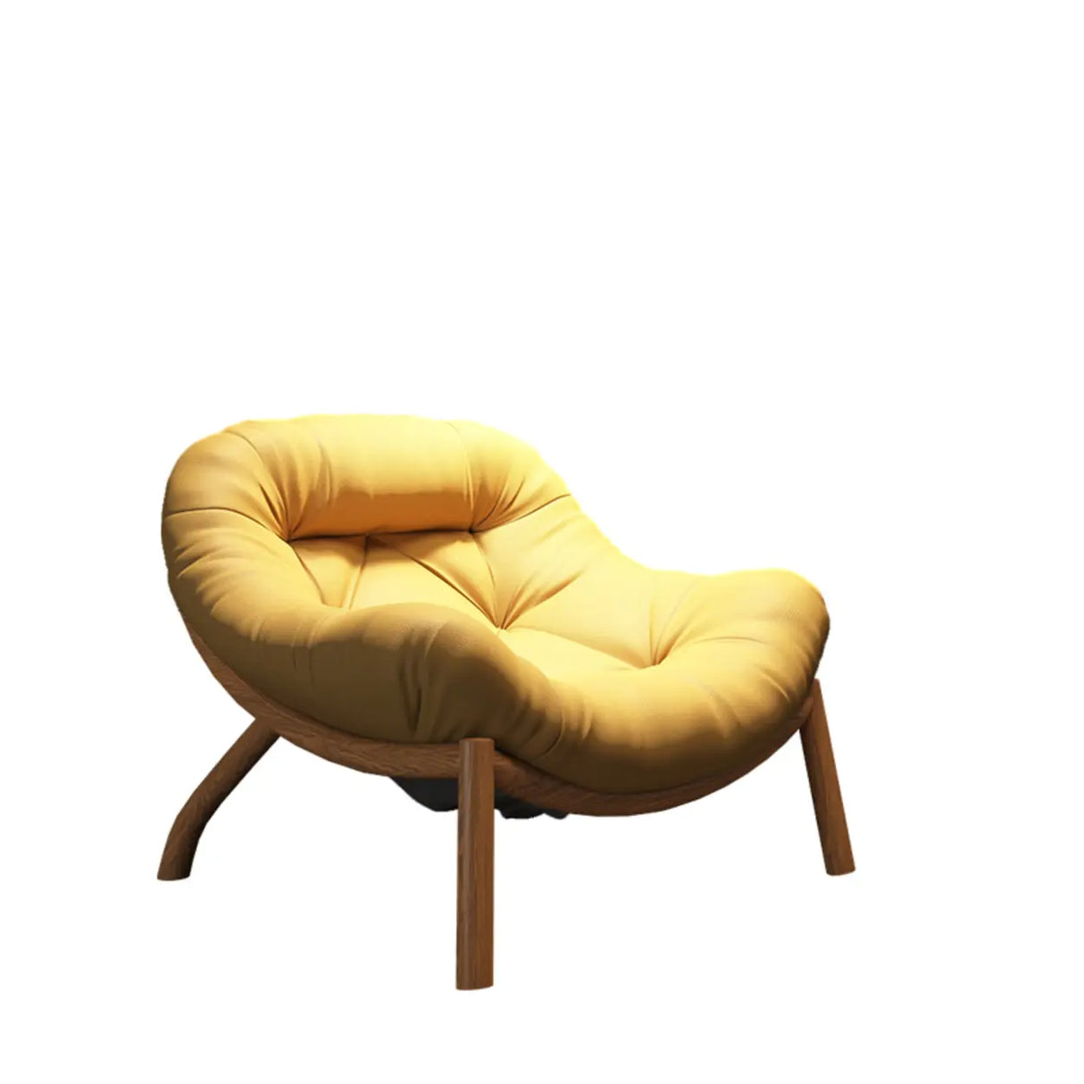 Modern Round Leather Tufted Back Lounge Accent Chair Image - 16