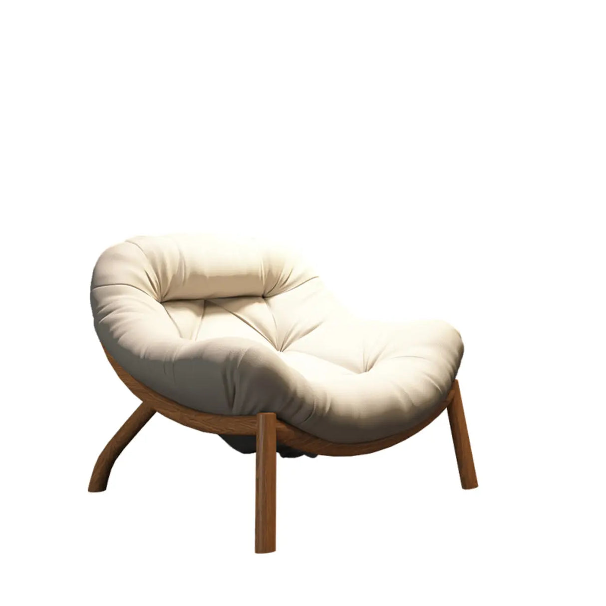 Modern Round Leather Tufted Back Lounge Accent Chair Image - 18