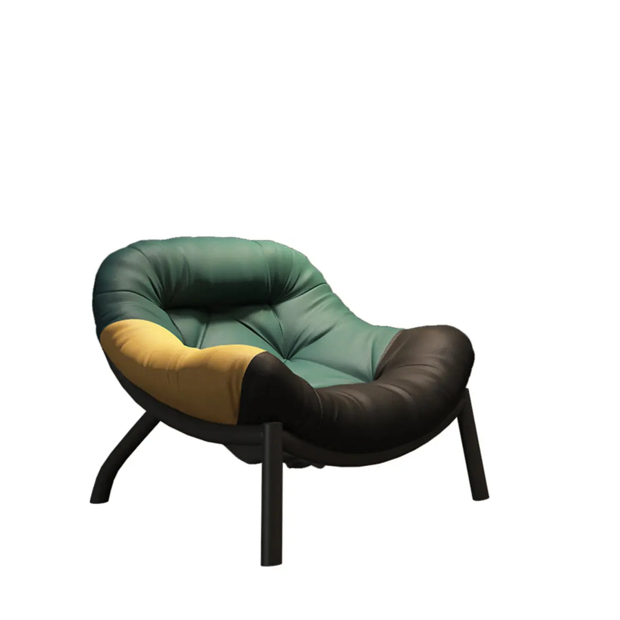 Modern Round Leather Tufted Back Lounge Accent Chair Image - 20