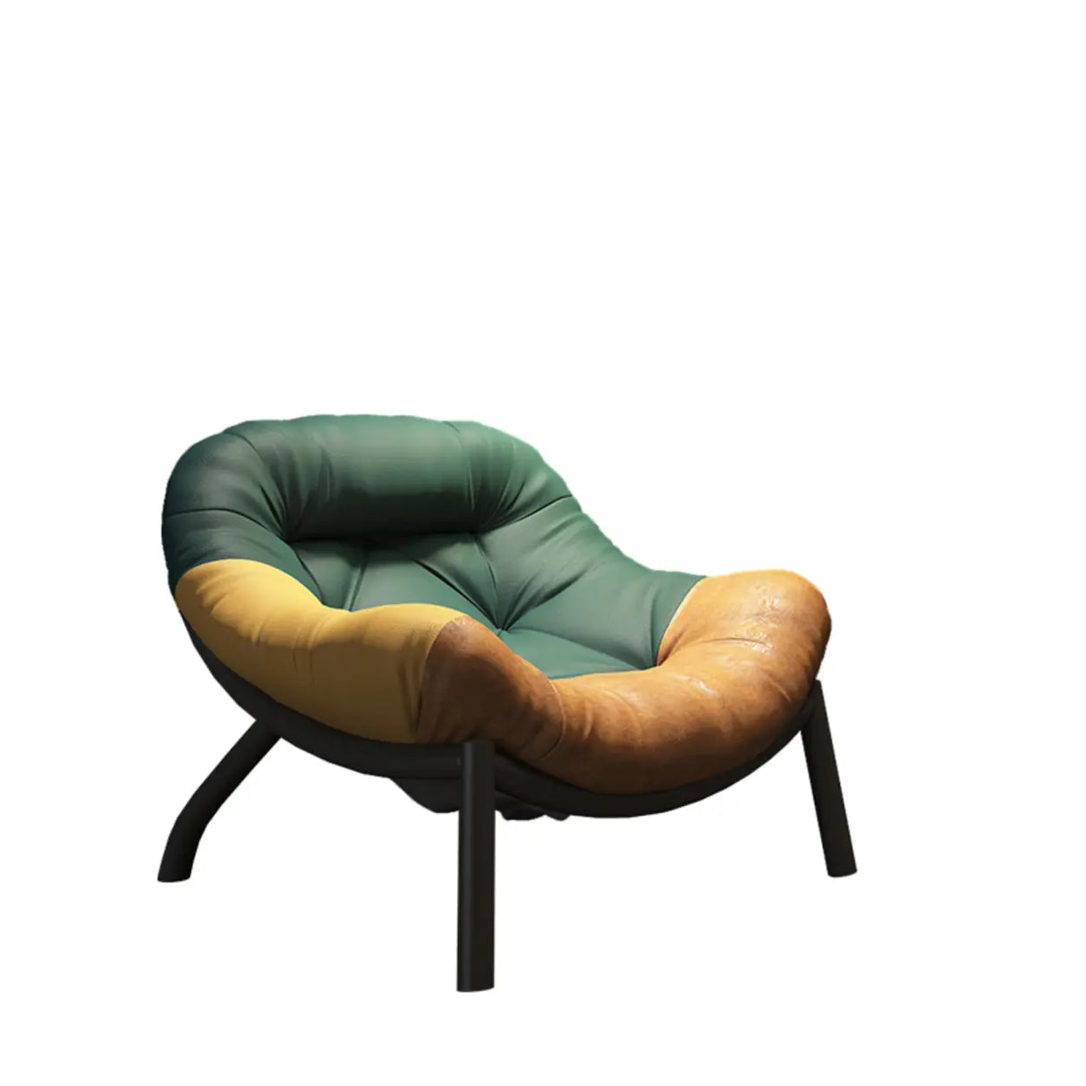 Modern Round Leather Tufted Back Lounge Accent Chair Image - 21