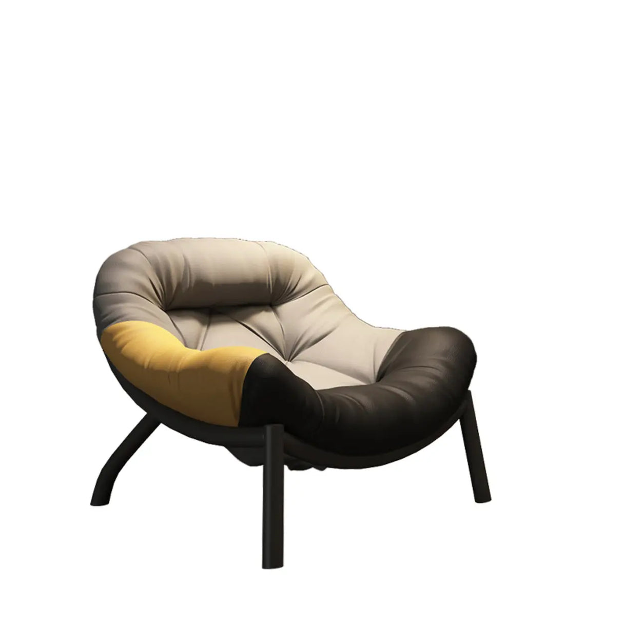 Modern Round Leather Tufted Back Lounge Accent Chair Image - 22