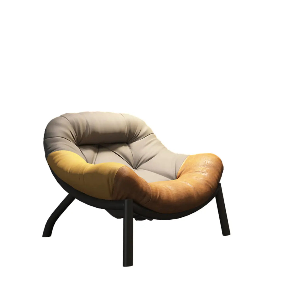 Modern Round Leather Tufted Back Lounge Accent Chair Image - 23