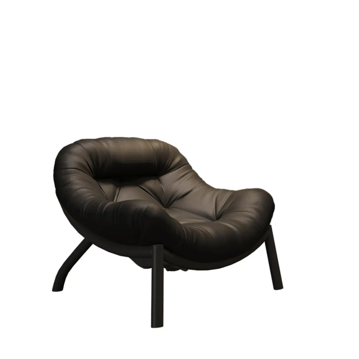 Modern Round Leather Tufted Back Lounge Accent Chair Image - 25