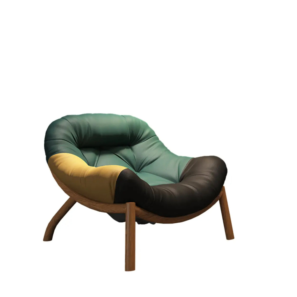 Modern Round Leather Tufted Back Lounge Accent Chair Image - 4