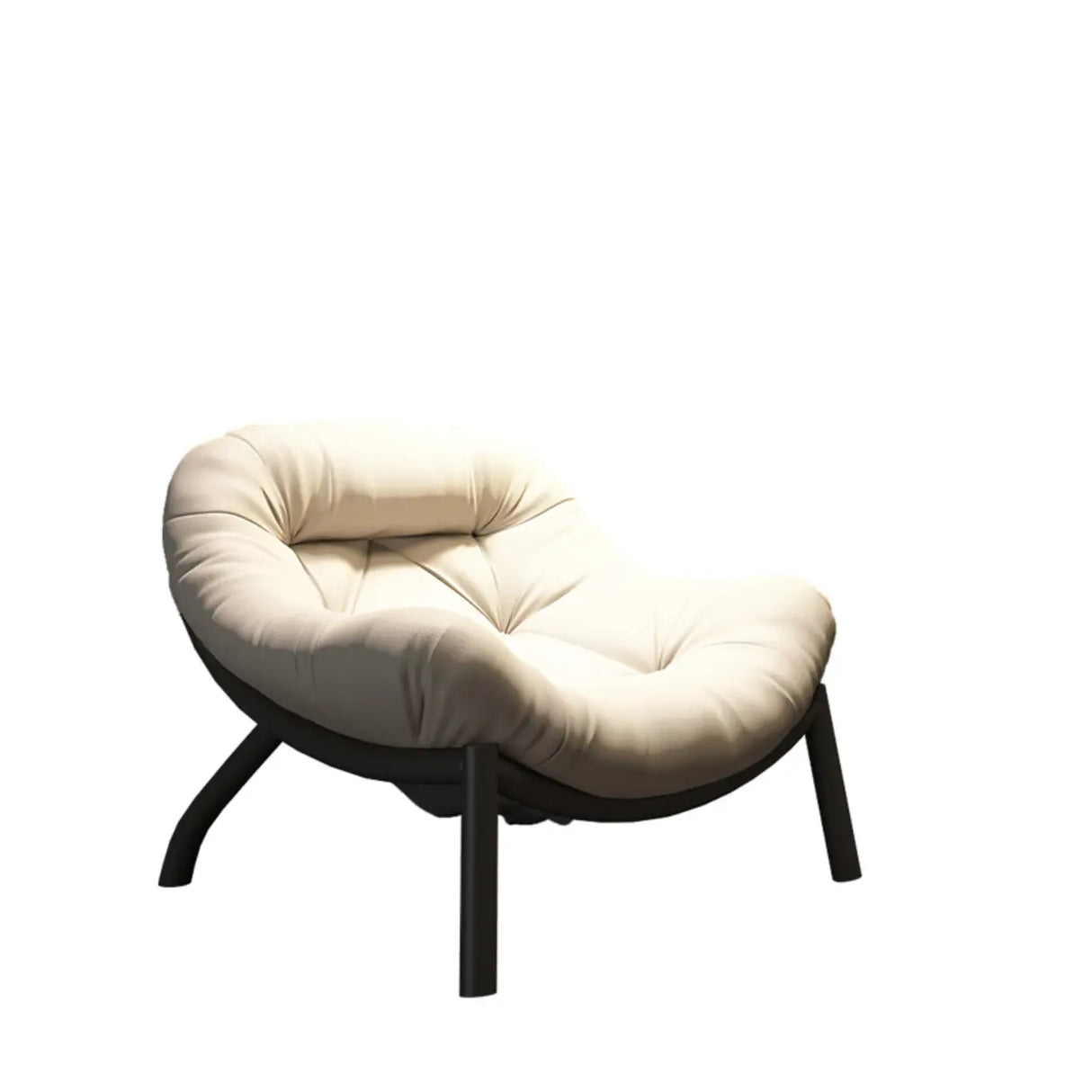 Modern Round Leather Tufted Back Lounge Accent Chair Image - 5