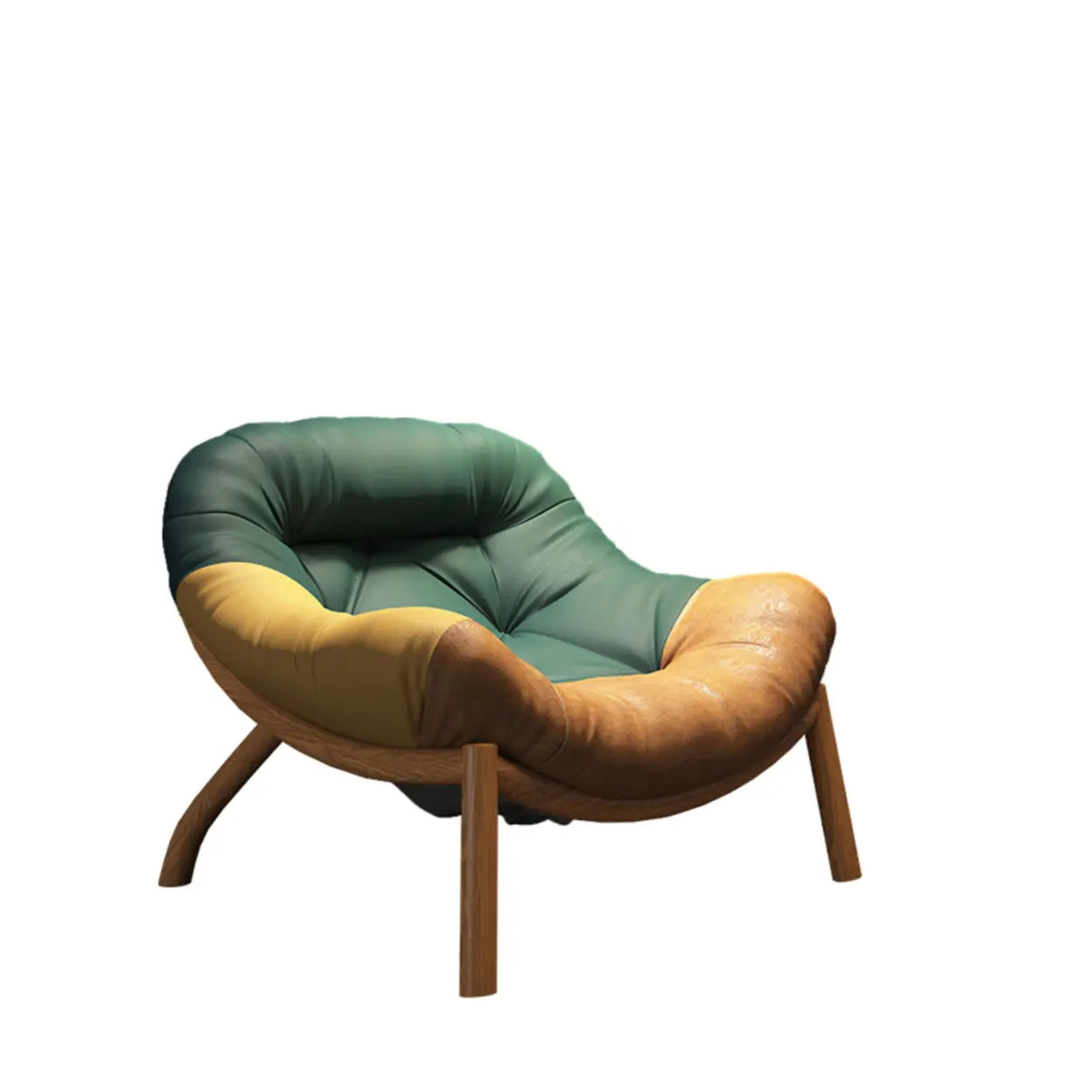 Modern Round Leather Tufted Back Lounge Accent Chair Image - 8