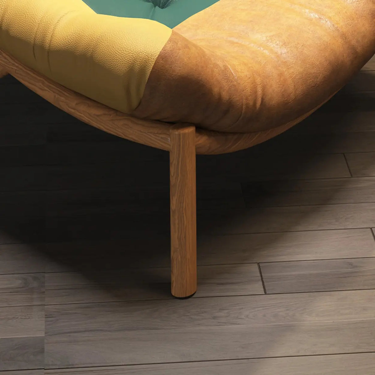 Modern Round Leather Tufted Back Lounge Accent Chair Image - 9