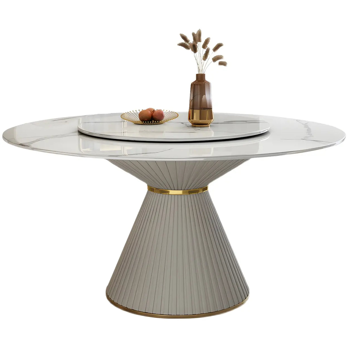 Modern Round Marble White Lazy Susan Dining Table Image - 5