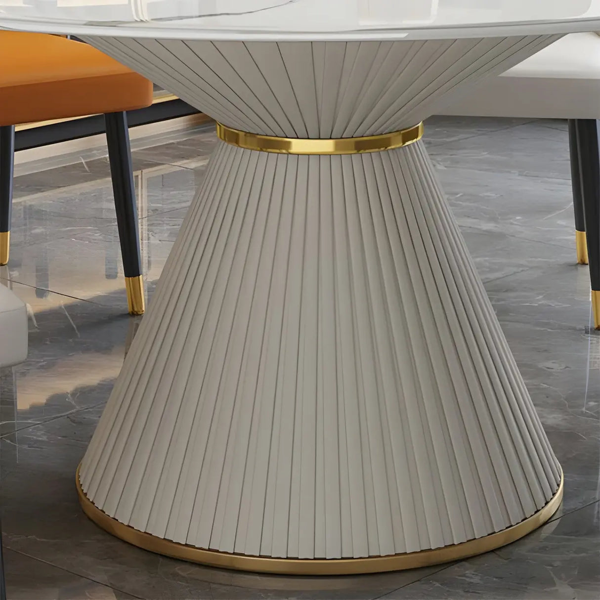 Modern Round Marble White Lazy Susan Dining Table Image - 9