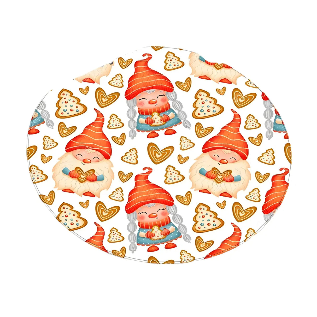 Modern Round Polyester Christmas Pattern Red Area Rug Image - 7