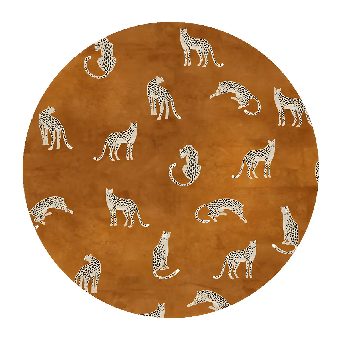 Modern Round Polyester Wildlife Orange Area Rug Image - 5