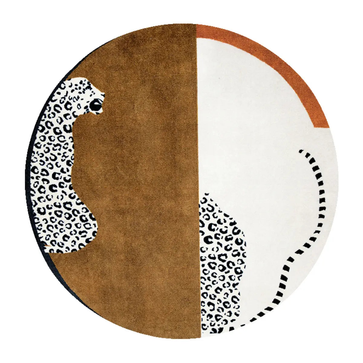 Modern Round Polyester Wildlife Orange Area Rug Image - 9