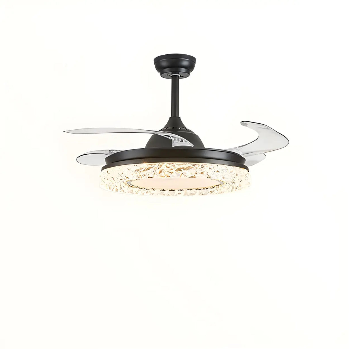 Modern Round Retractable Blades Ceiling Fan with Light Image - 10