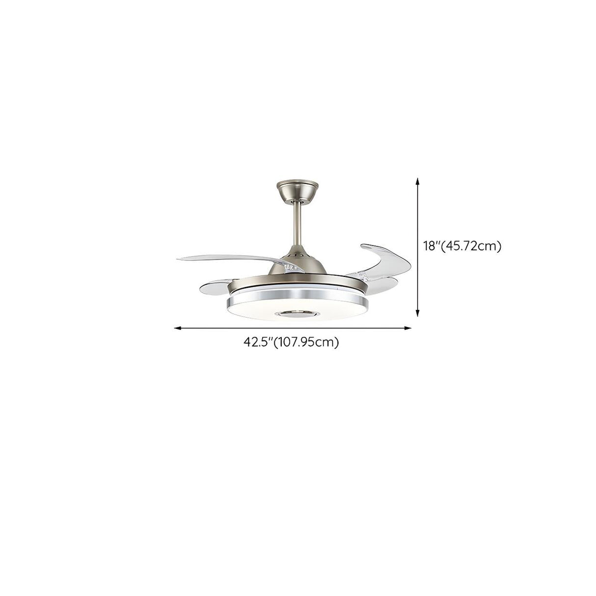 Modern Round Retractable Blades Ceiling Fan with Light