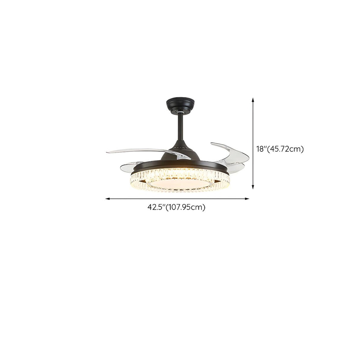 Modern Round Retractable Blades Ceiling Fan with Light Image - 18