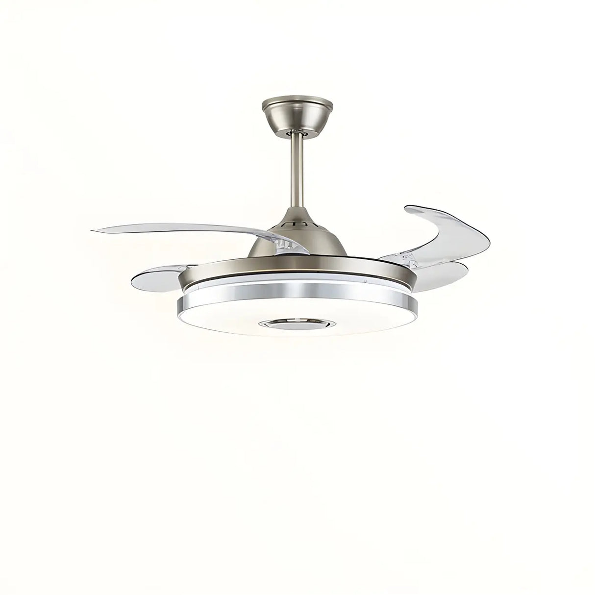 Modern Round Retractable Blades Ceiling Fan with Light Image - 3