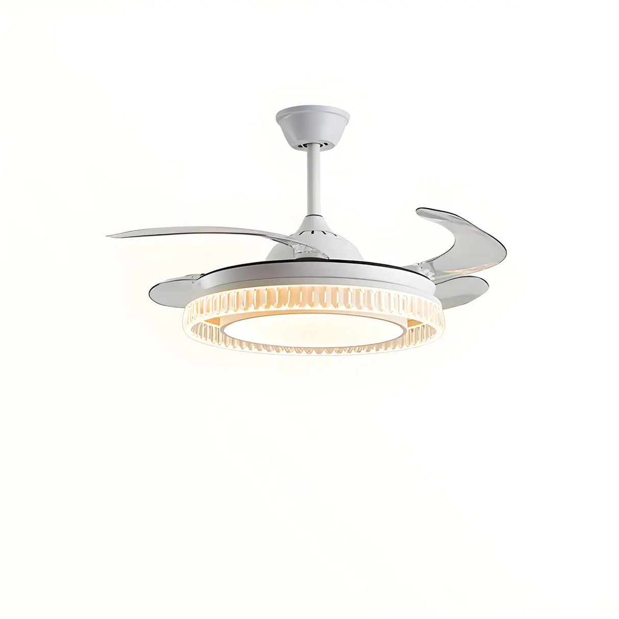 Modern Round Retractable Blades Ceiling Fan with Light Image - 6