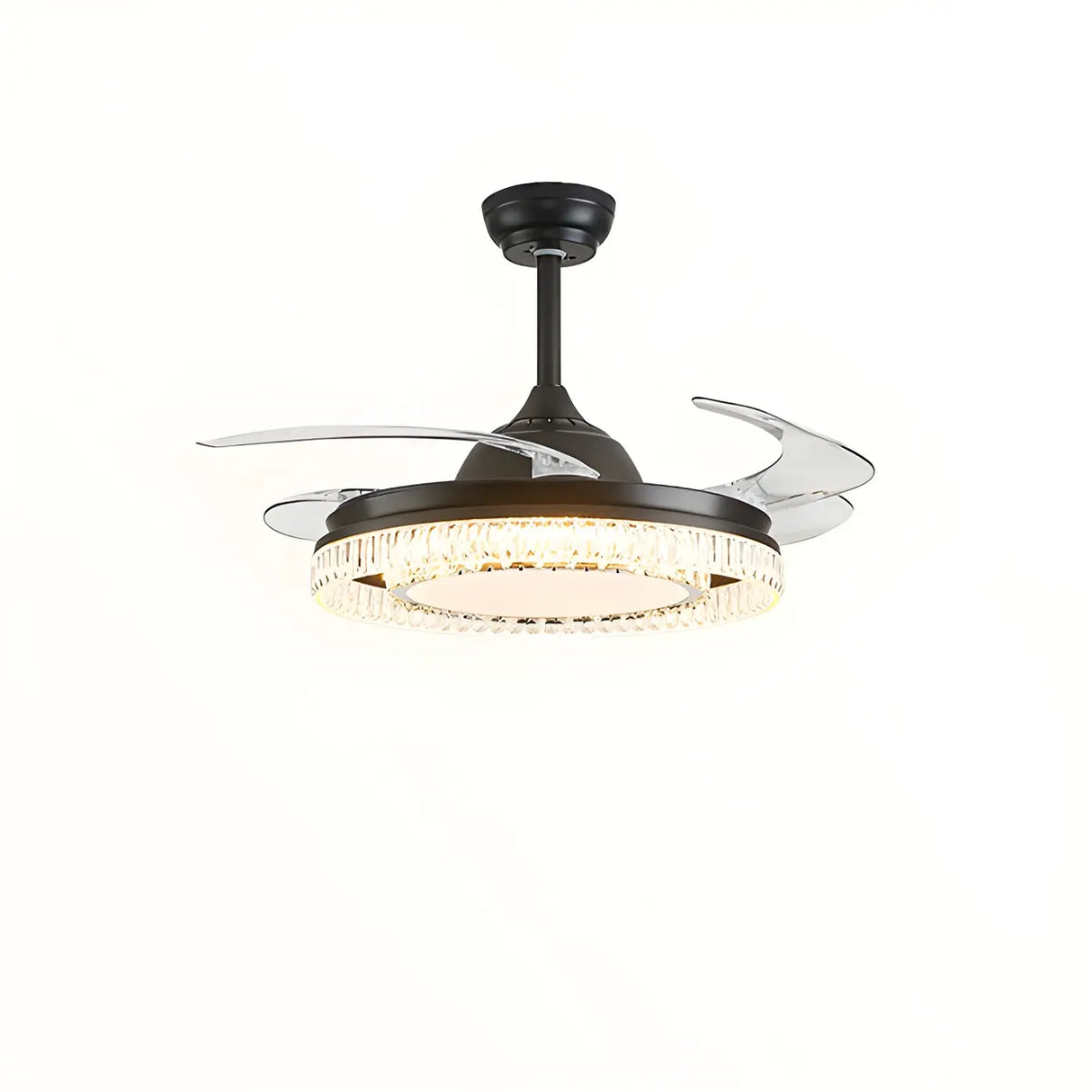 Modern Round Retractable Blades Ceiling Fan with Light Image - 8