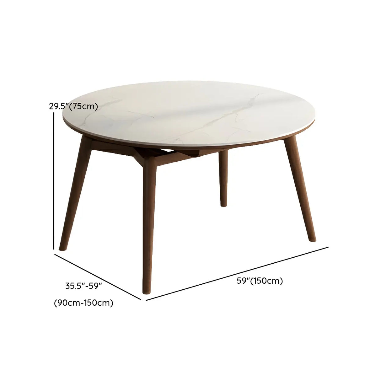 Modern Round Rubberwood Dining Table White Extension