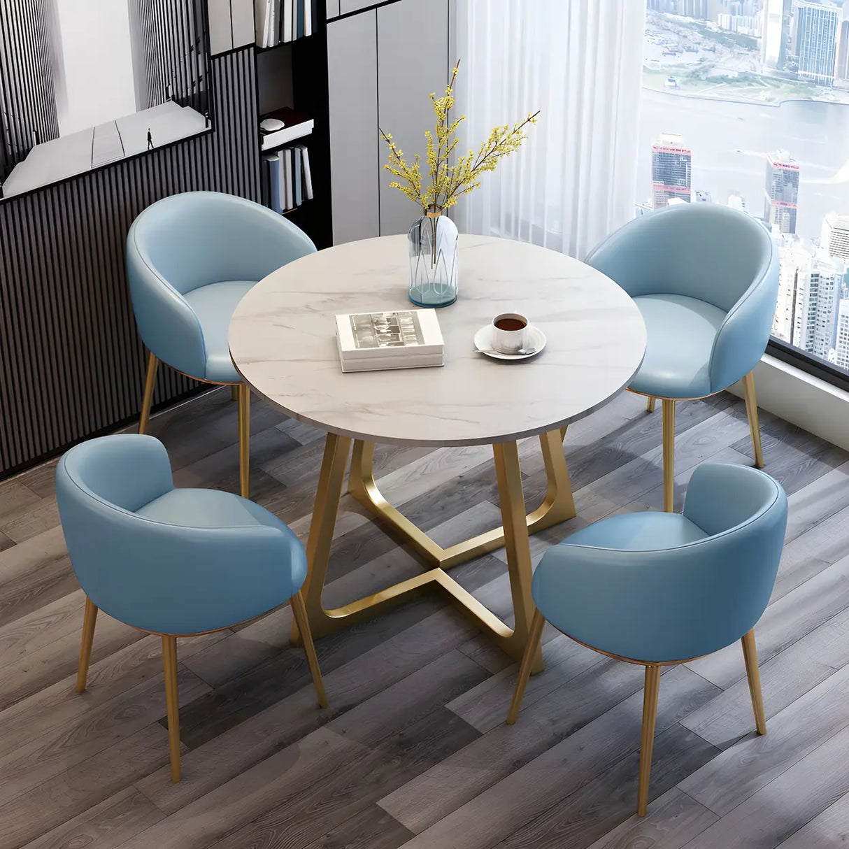 Modern Round Scratch Resistant Stone Dining Table Image - 3