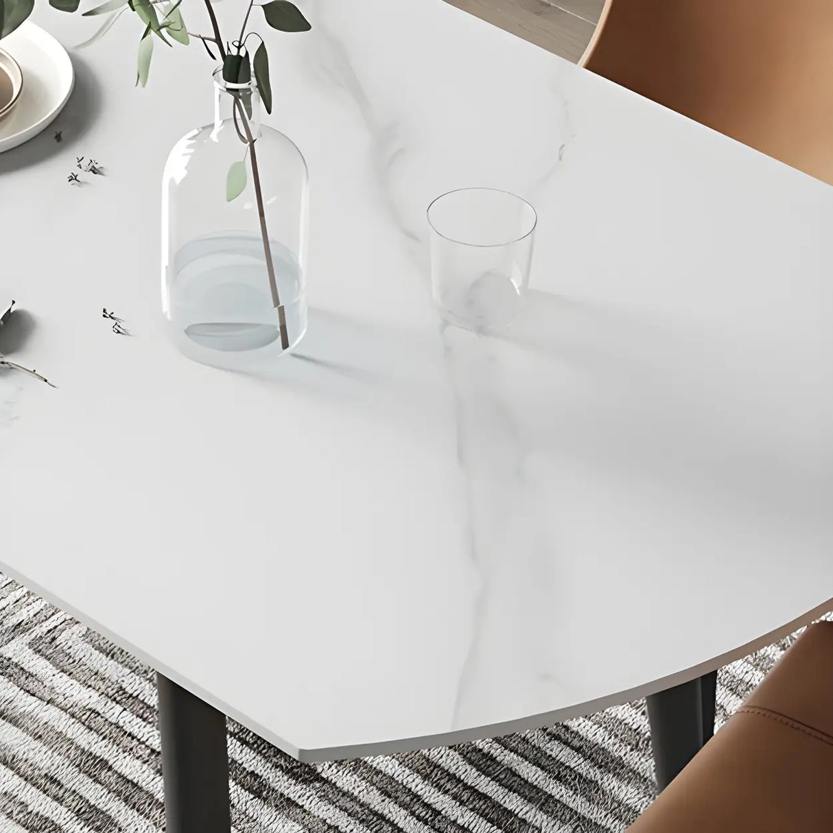 Modern Round Scratch Resistant Stone Dining Table Image - 6