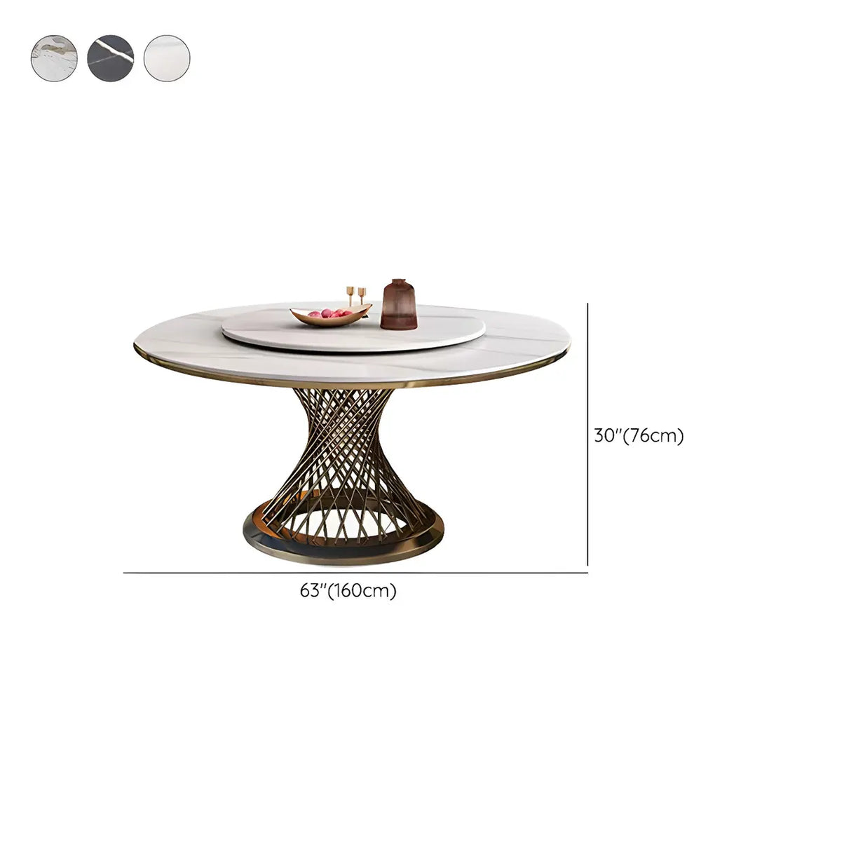 Modern Round Scratch Resistant Stone Lazy Susan Dining Table Image - 12