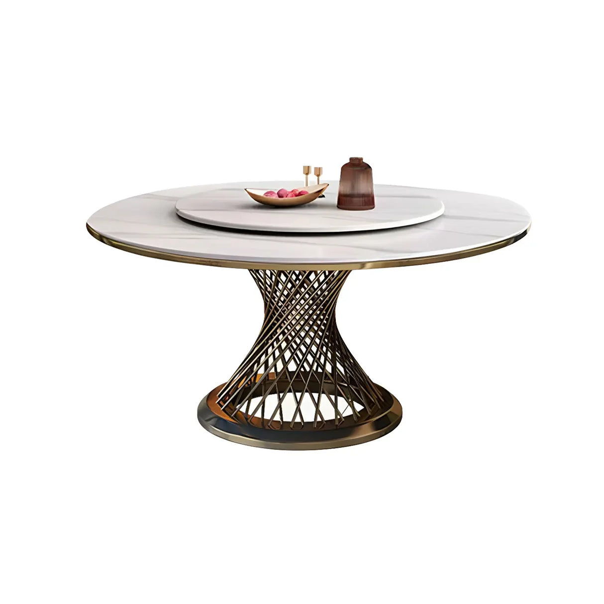 Modern Round Scratch Resistant Stone Lazy Susan Dining Table Image - 5