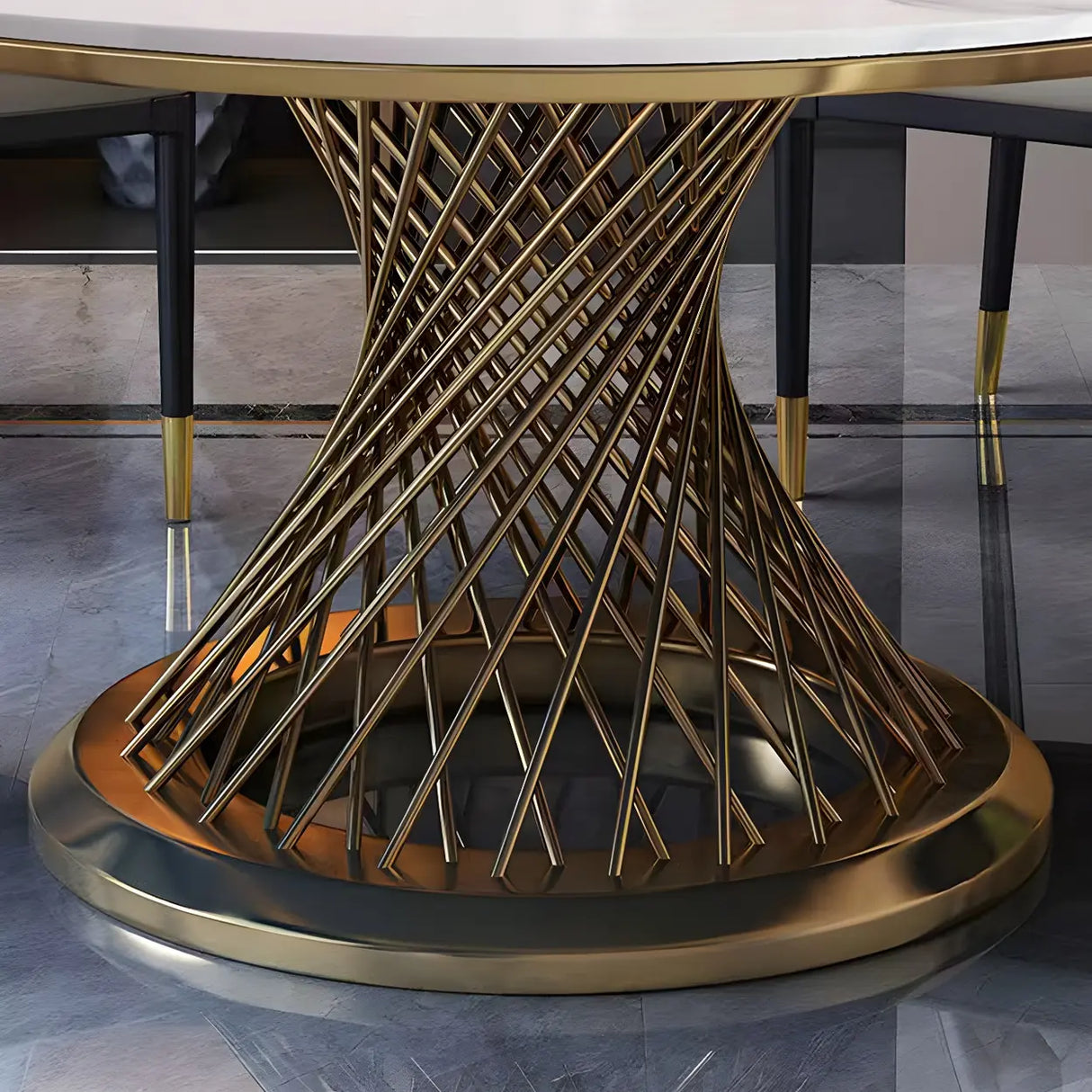 Modern Round Scratch Resistant Stone Lazy Susan Dining Table Image - 7