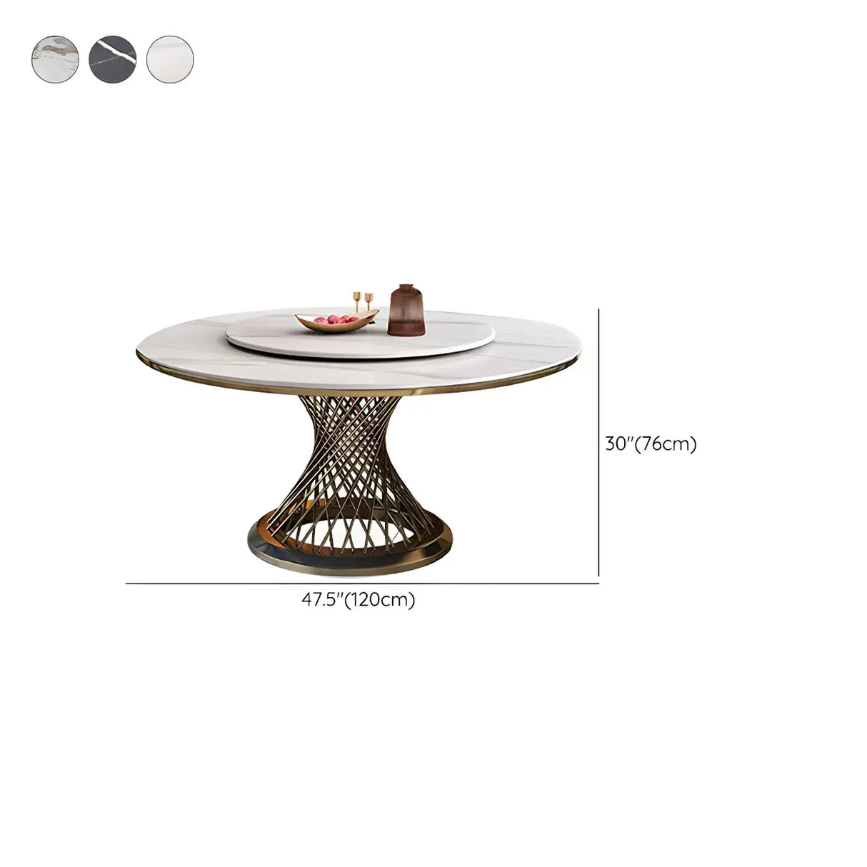 Modern Round Scratch Resistant Stone Lazy Susan Dining Table