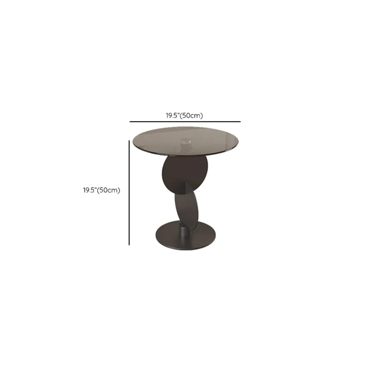 Modern Round Smoked Glass and Metal Abstract Base Side Table Image - 10