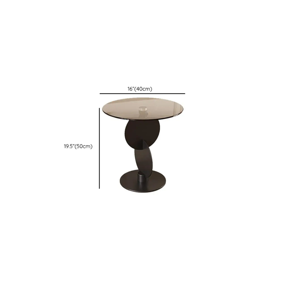 Modern Round Smoked Glass and Metal Abstract Base Side Table Image - 11