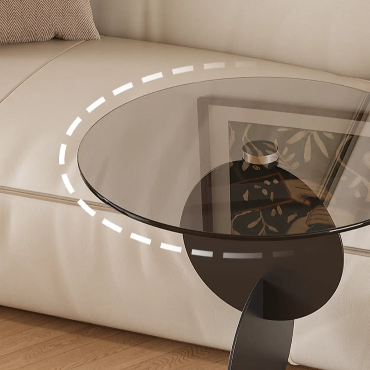 Modern Round Smoked Glass and Metal Abstract Base Side Table Image - 7