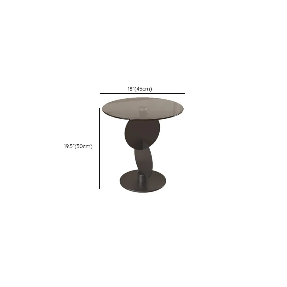 Modern Round Smoked Glass and Metal Abstract Base Side Table Image - 9