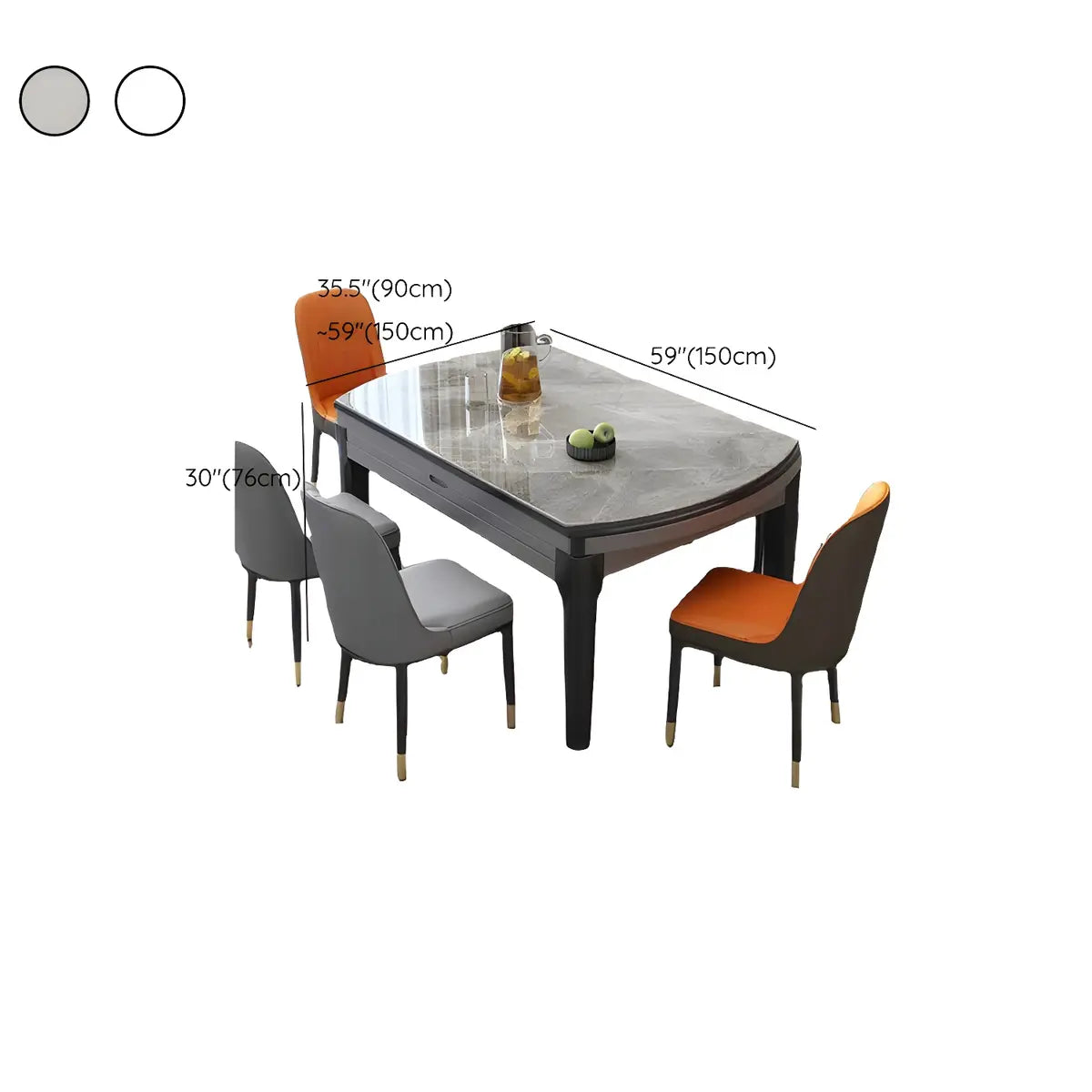 Modern Round Stone Dining Table Marble Grey Extendable Image - 10