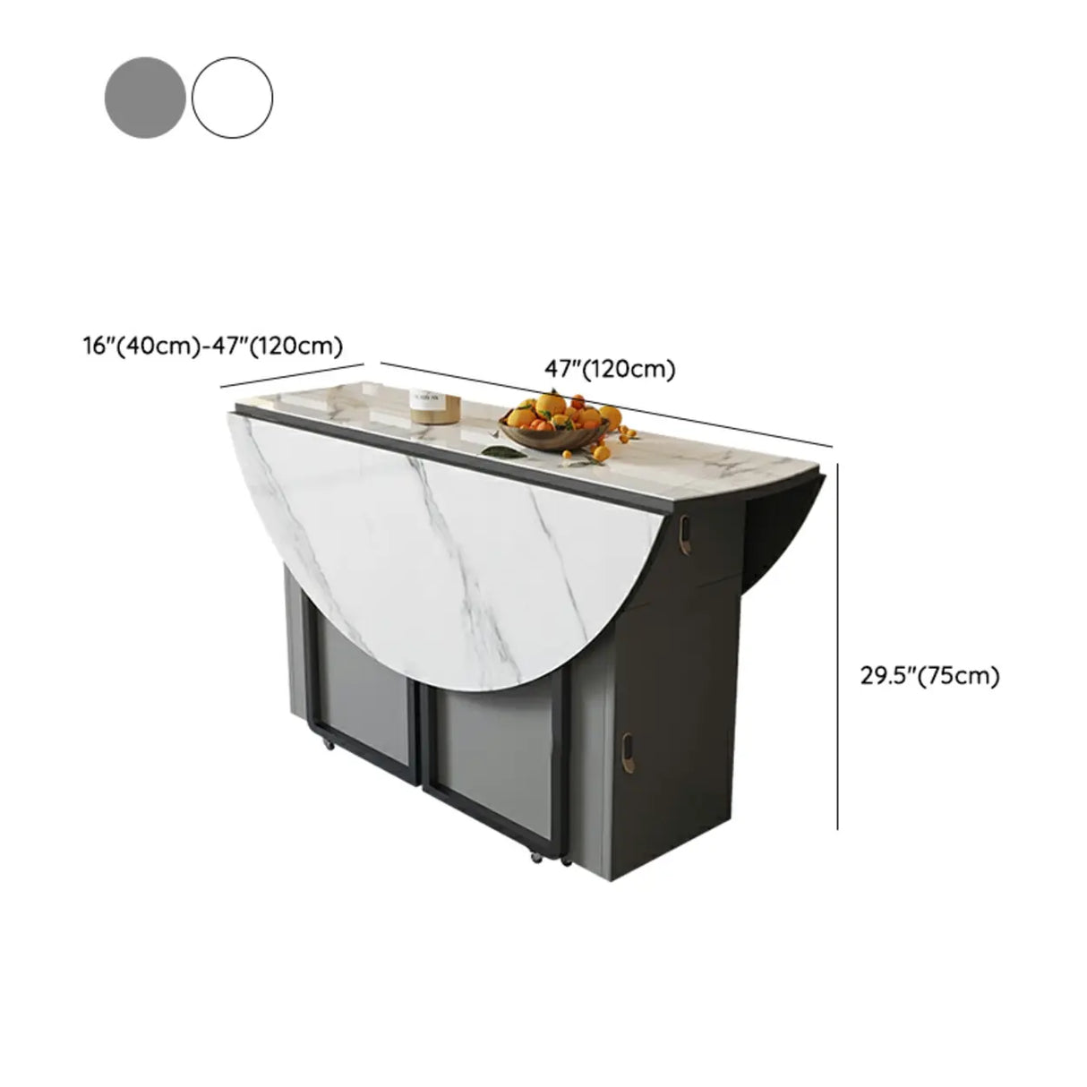 Modern Round Stone Dining Table White Extendable