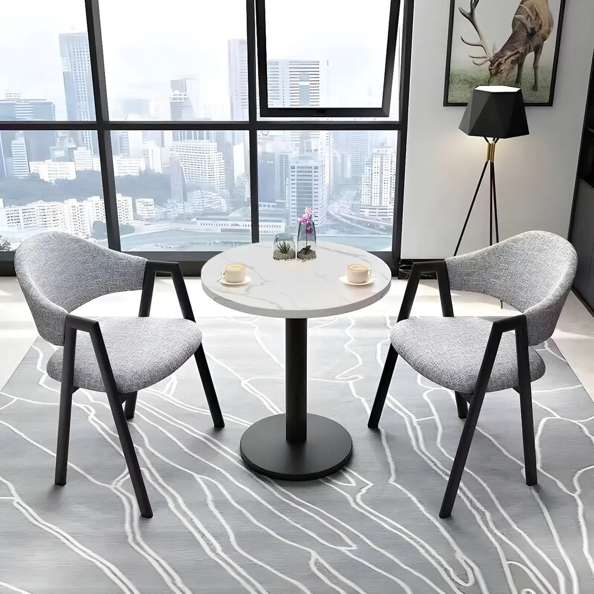 Modern Round White Bistro Dining Table Image - 1