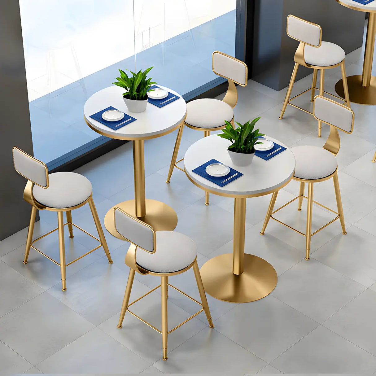 Modern Round White Marble Scratch Resistant Dining Table Image - 1