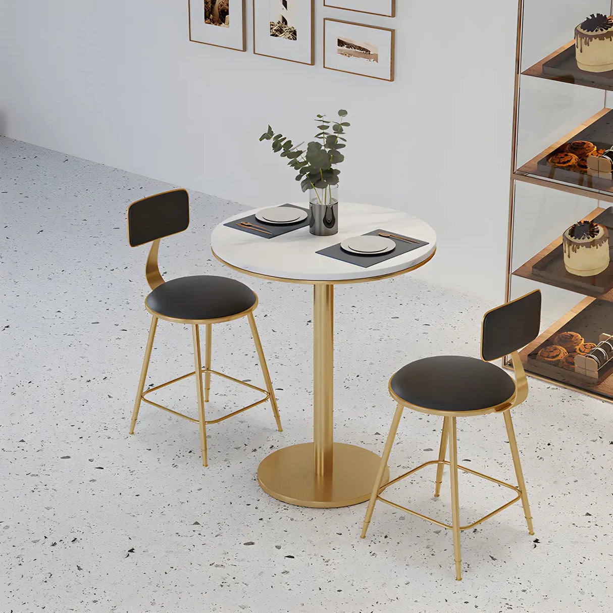 Modern Round White Marble Scratch Resistant Dining Table Image - 12