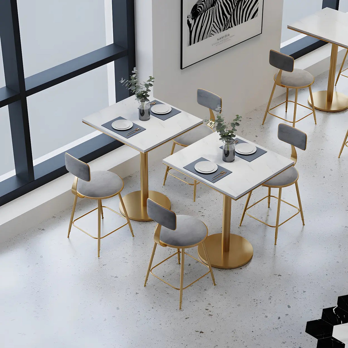 Modern Round White Marble Scratch Resistant Dining Table Image - 4