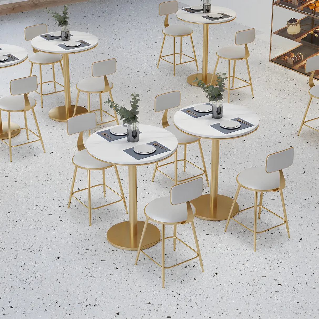 Modern Round White Marble Scratch Resistant Dining Table Image - 5