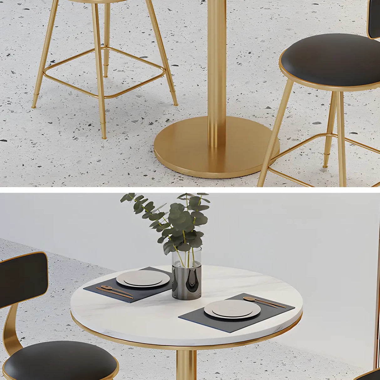 Modern Round White Marble Scratch Resistant Dining Table Image - 9