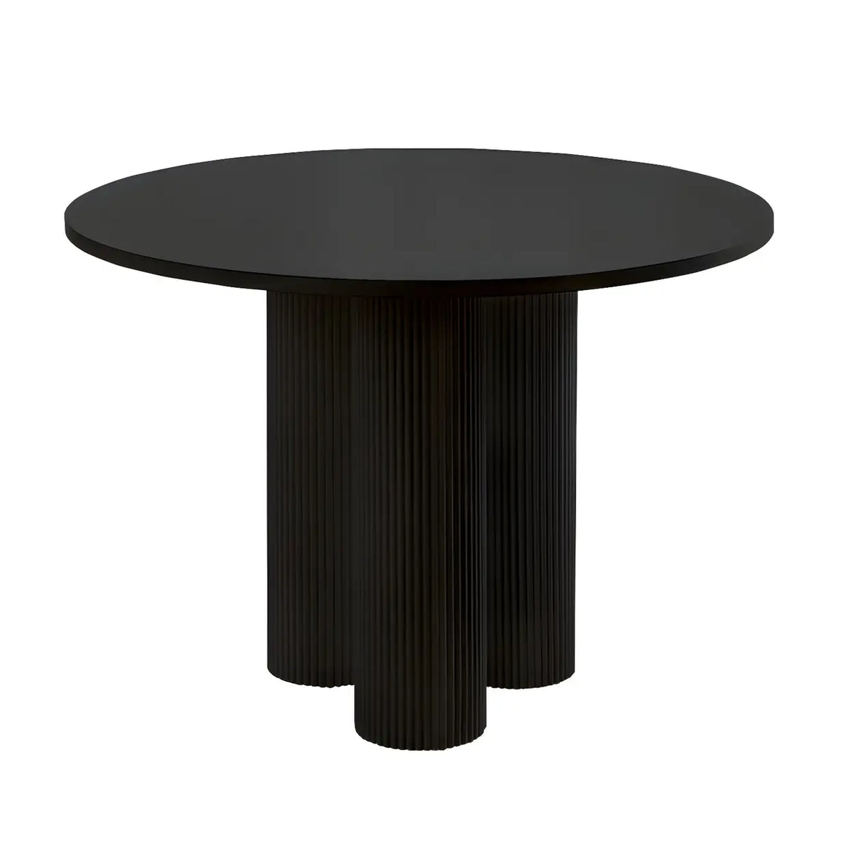 Black Table Only Modern Round White Oak Wood Dining Table Image - 13