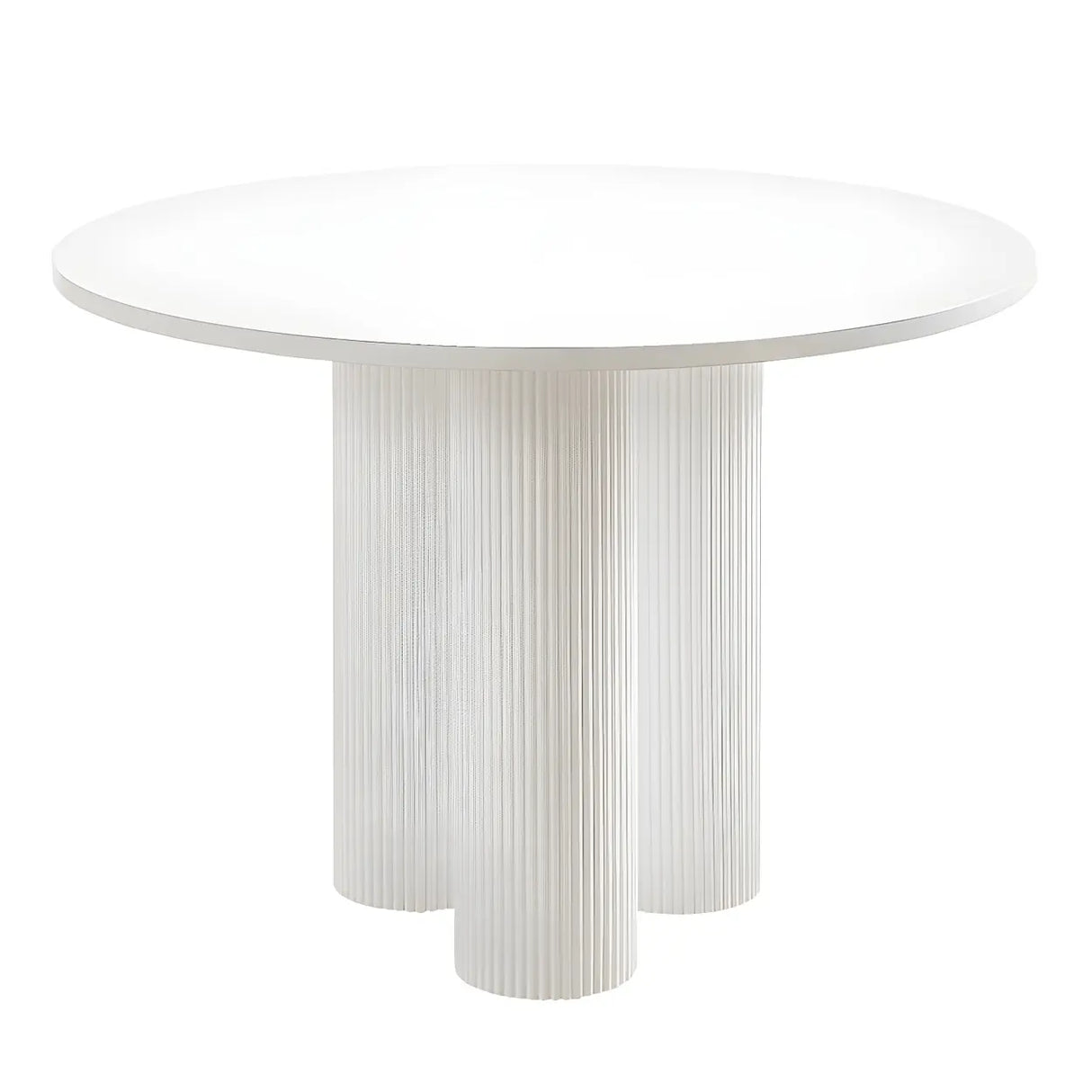 Modern Round White Oak Wood Dining Table Image - 5