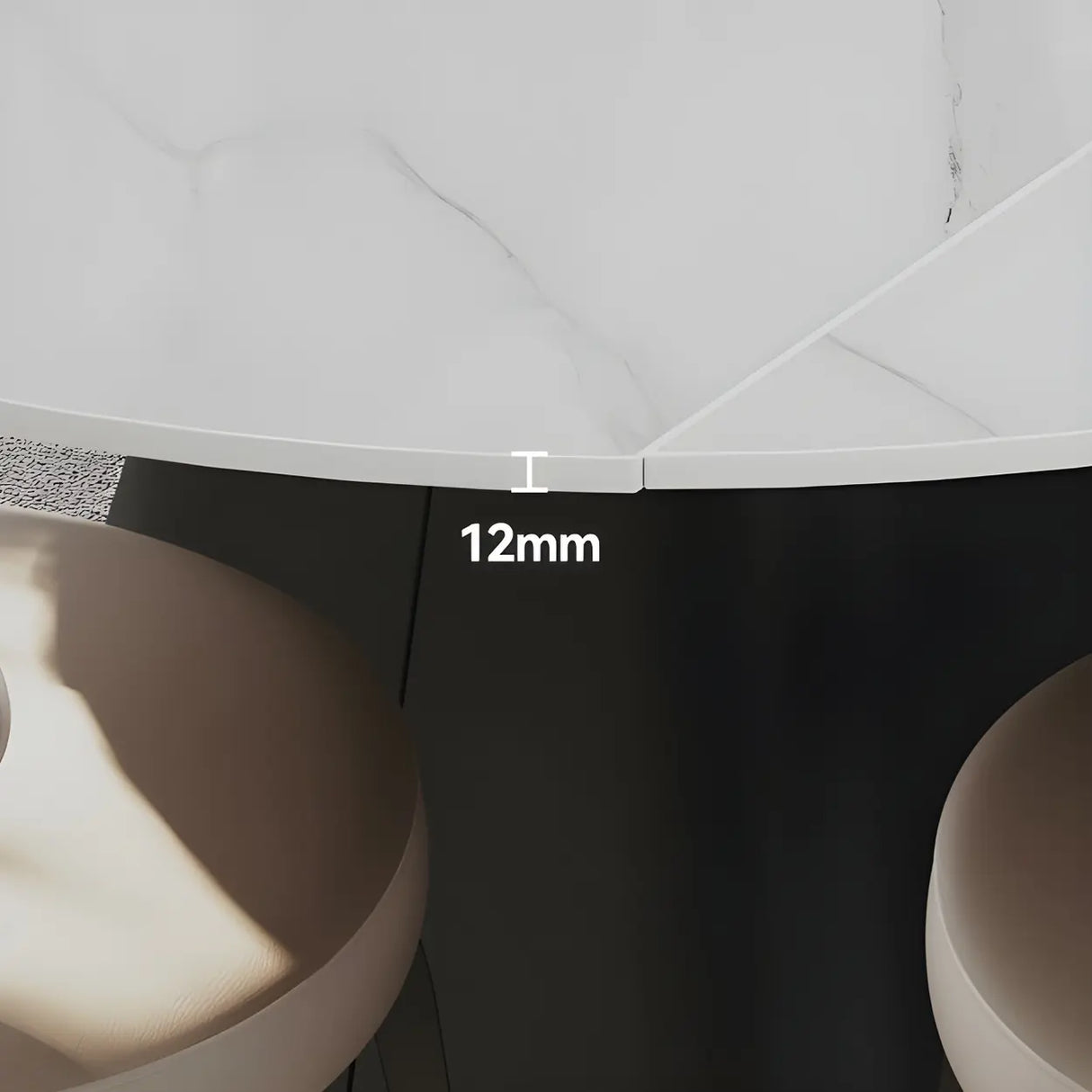 Modern Round White Stone Dining Table Extendable Pedestal Image - 7