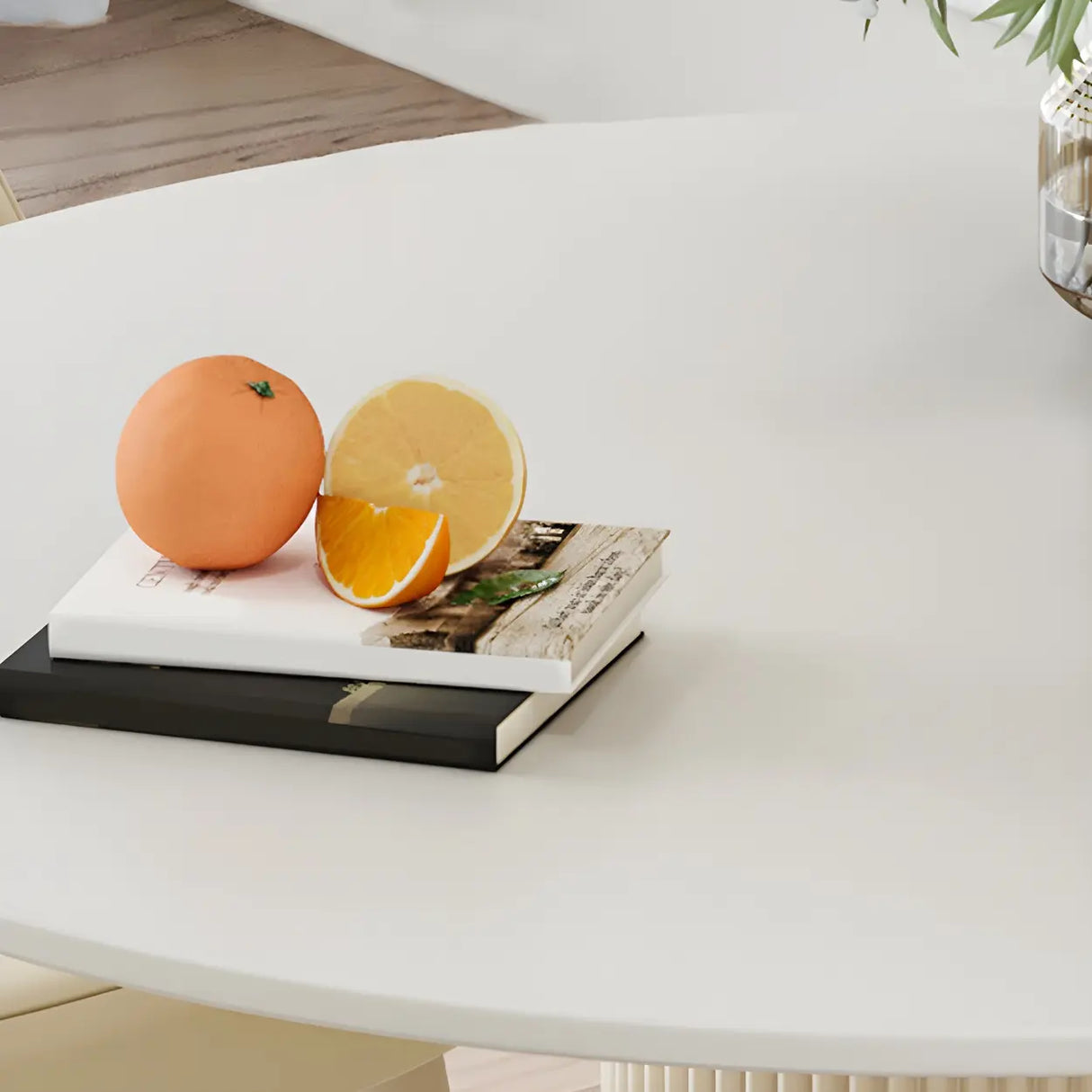 Modern Round Wood Beige Compact Elegant Dining Table Image - 7