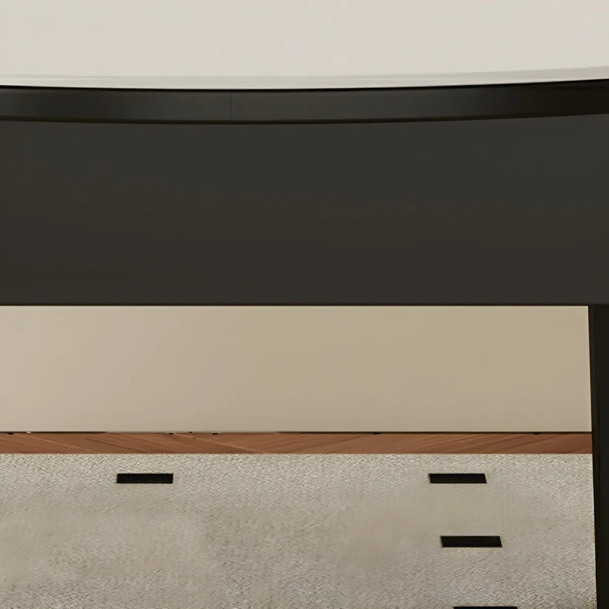 Modern Round Wood Dining Table White Stone Extendable Image - 3